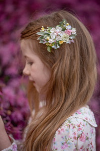 Floral hair clip - Rainbow pearl