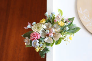 Floral hair clip - Rainbow pearl